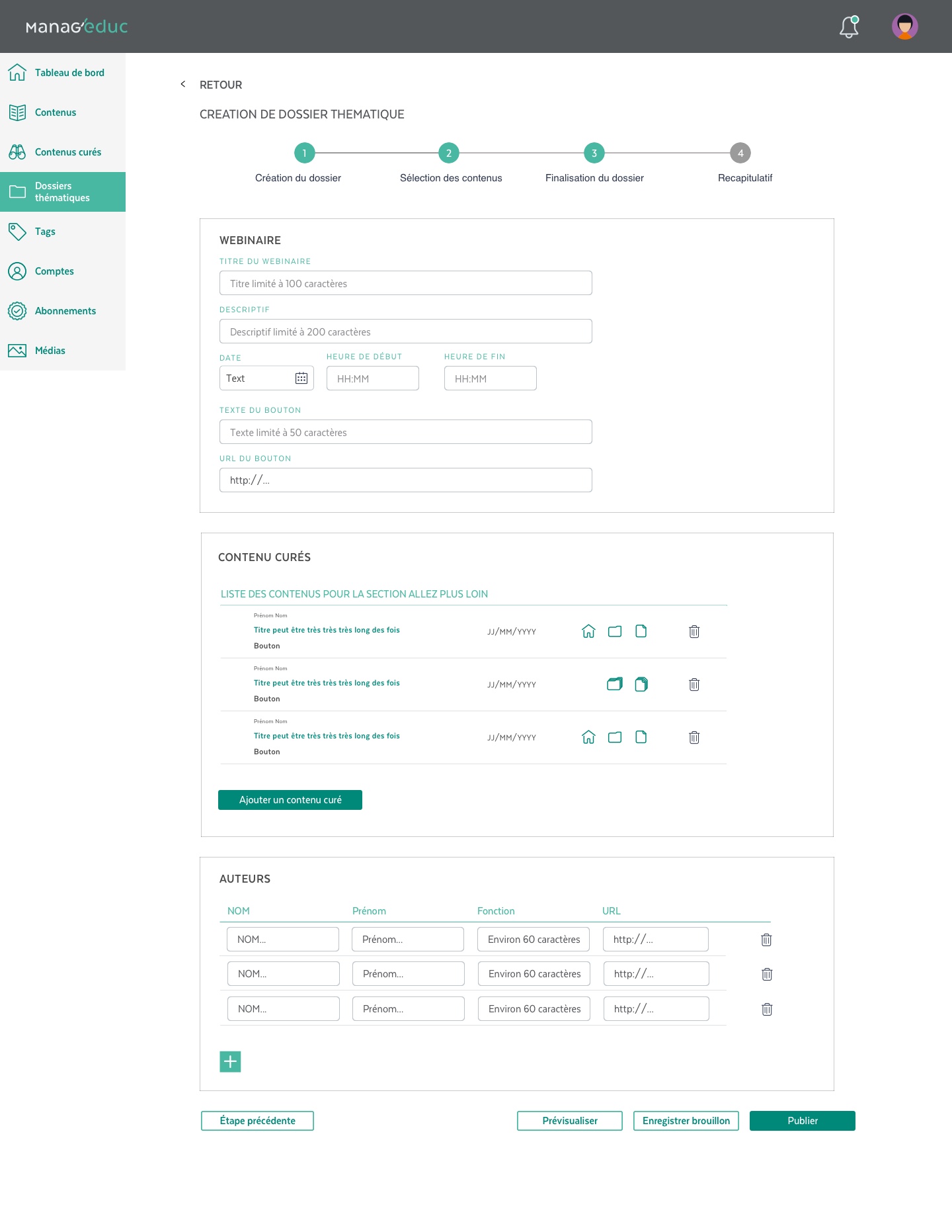 Manageduc Education pack creation