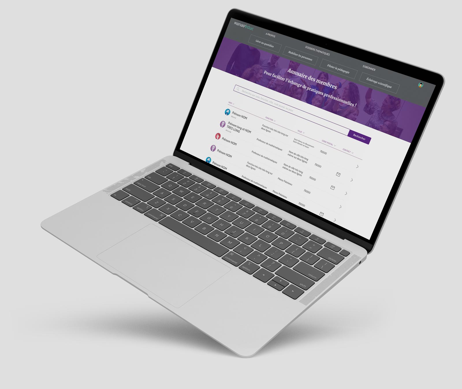 Manag'educ platform on laptop