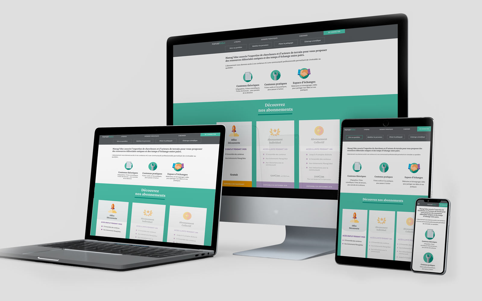 Manag'educ platform on 4 devices